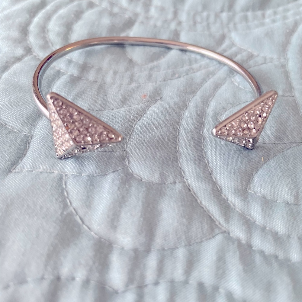 Silver tone and rhinestone bangle